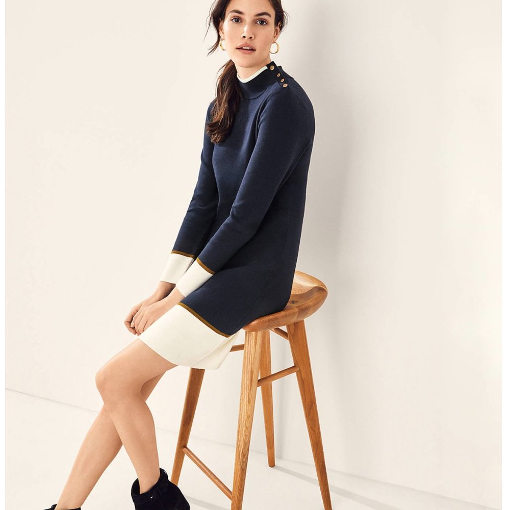 NWT Ann Taylor Colorblock Mock Neck Sweater Dress
